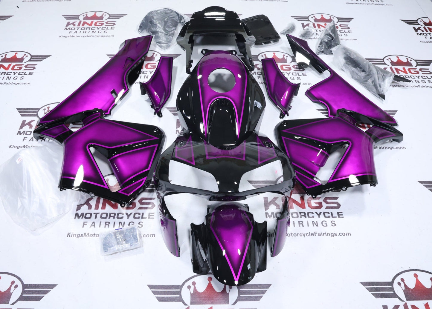 Honda CBR600RR Fairings (2003-2004) Custom Purple, Black from KingsMotorcycleFairings.com