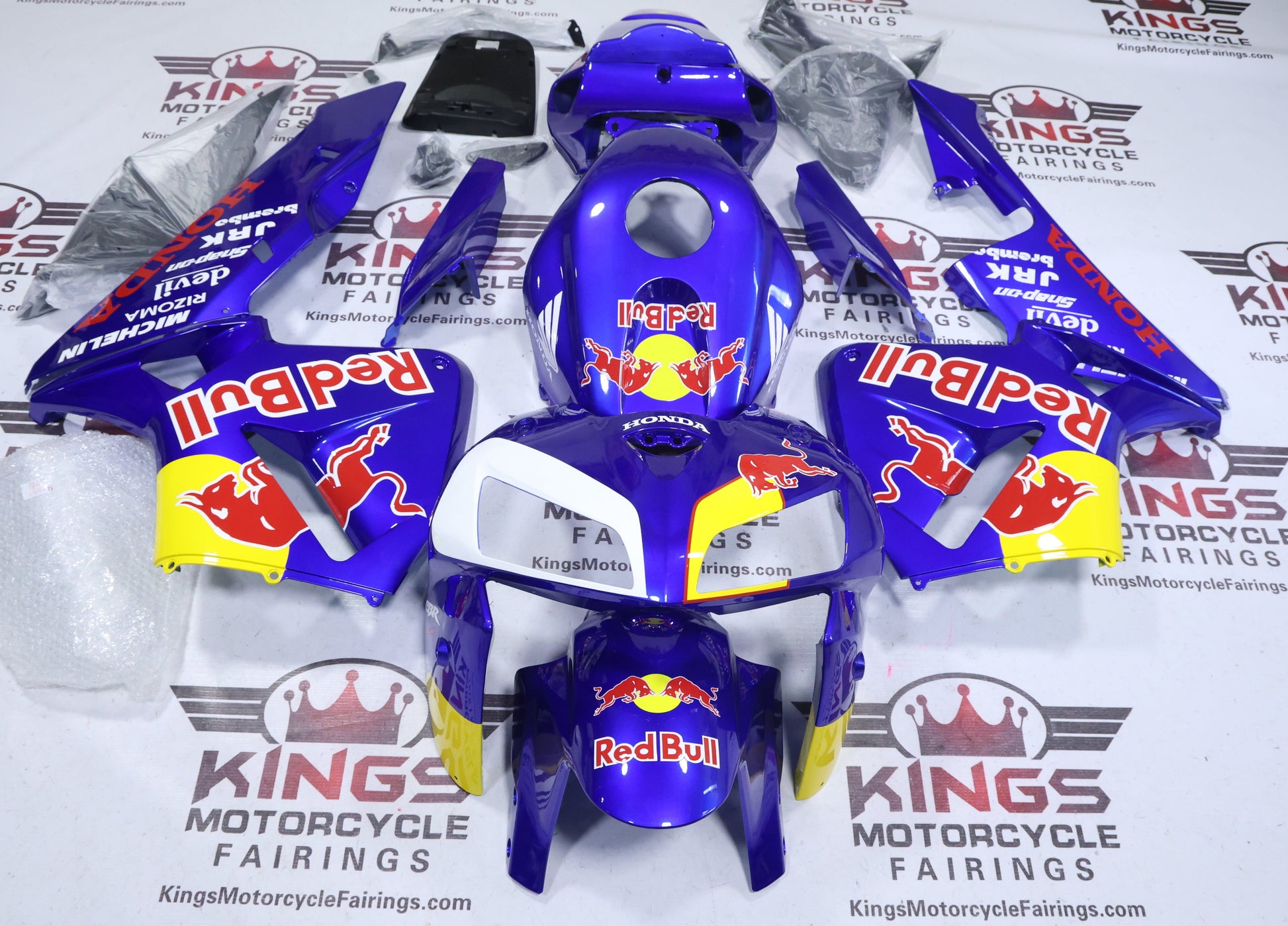 Honda CBR600RR Fairings (2005-2006) Blue, Yellow, Red Bull at KingsMotorcycleFairings.com