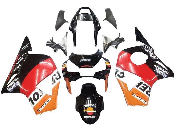 Honda CBR900RR Fairings (2002-2003) Black, Orange, Repsol at KingsMotorcycleFairings.com