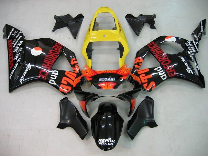 Honda CBR900RR Fairings (2002-2003) Black, Orange, Yellow Rossi at KingsMotorcycleFairings.com