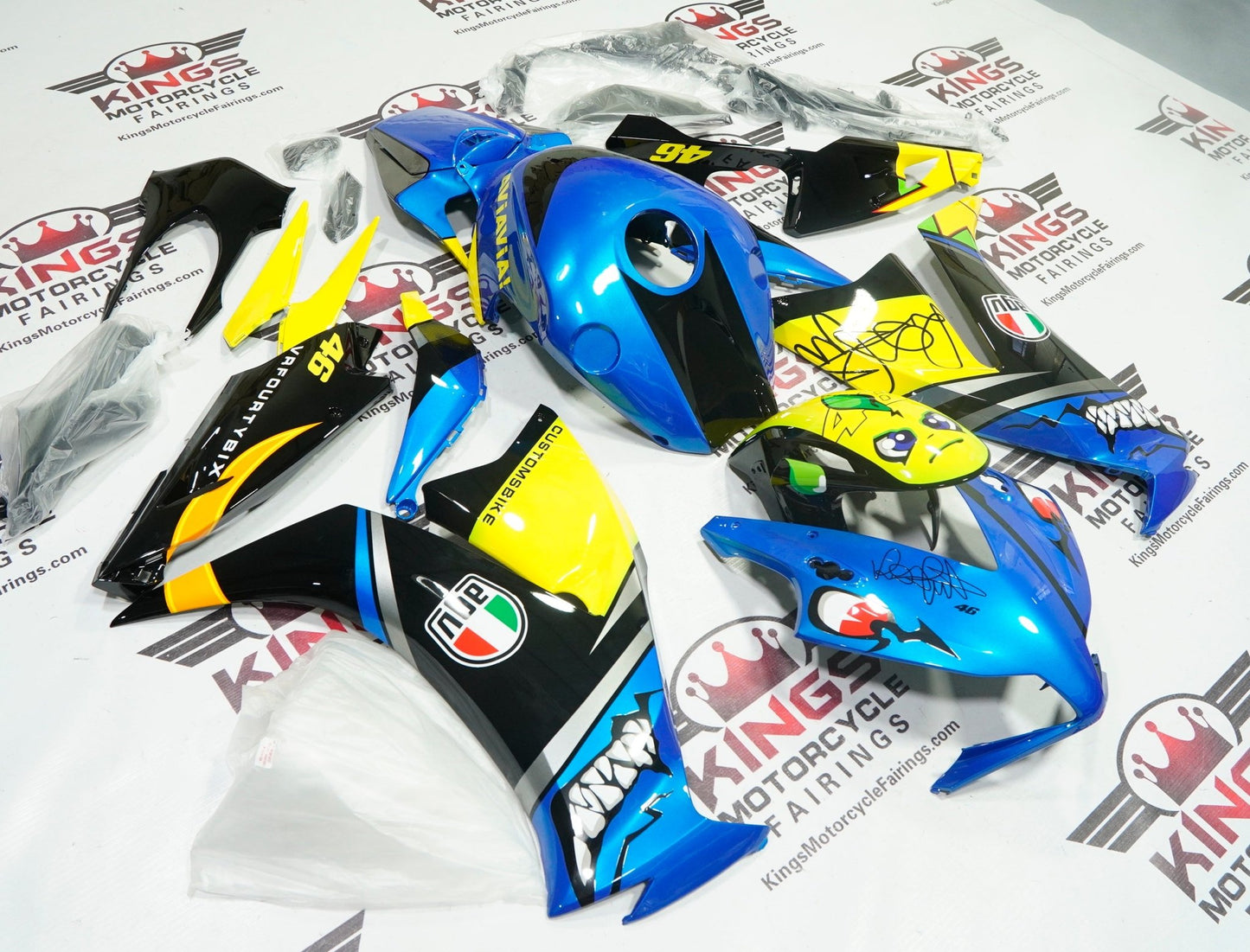 Honda CBR 1000RR Fairing Kit (2012-2016) Blue Rossi Shark Teeth at KingsMotorcycleFairings.com