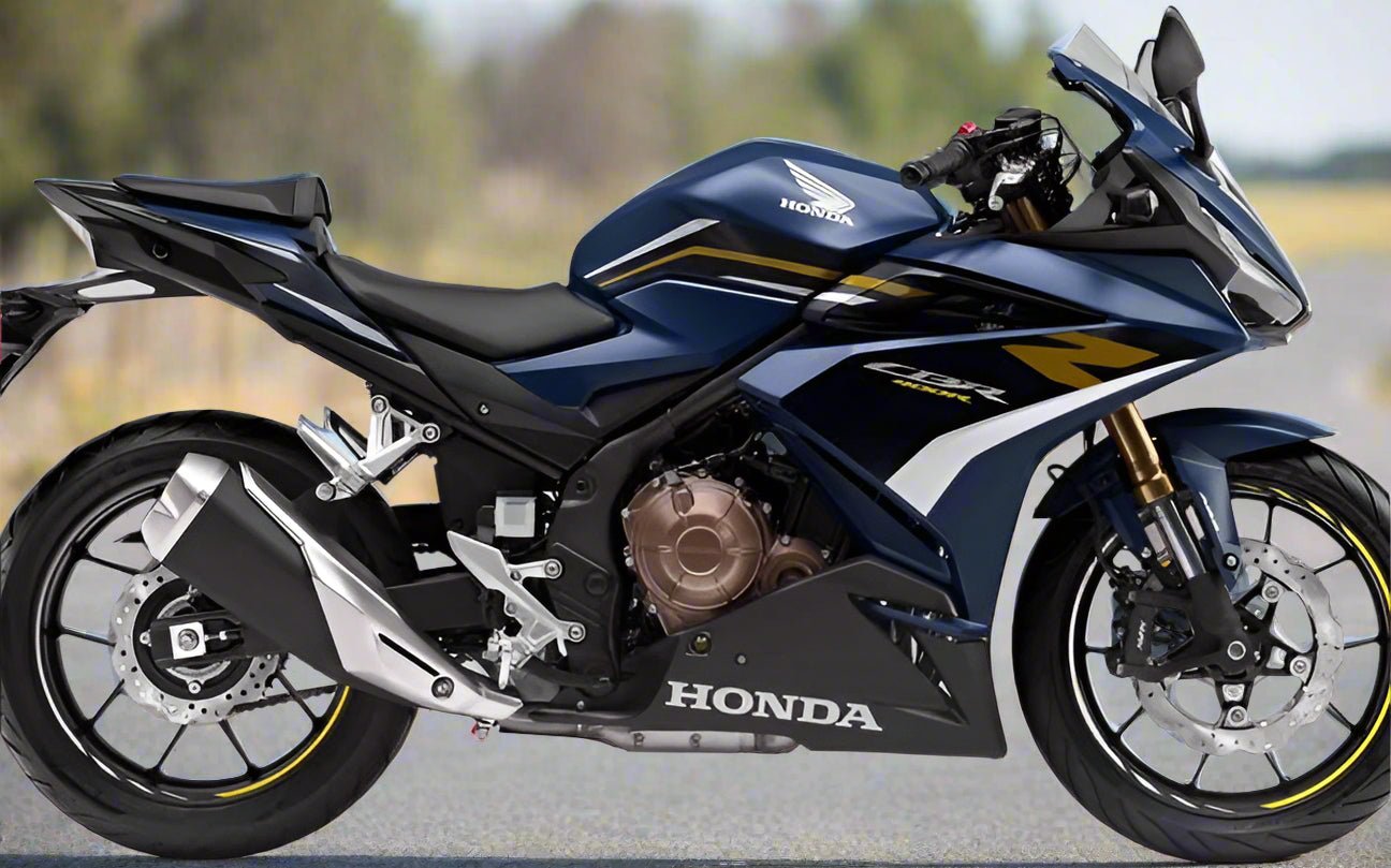 Honda CBR 400R Fairings (2022) Matte Blue, Black, Gold, White at KingsMotorcycleFairings.com
