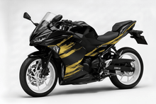 KawasakiI Ninja 500 Fairings (2024-2025) Black, Gold Brush Stripes at KingsMotorcycleFairings.com