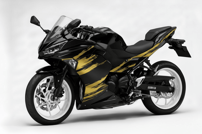 KawasakiI Ninja 500 Fairings (2024-2025) Black, Gold Brush Stripes at KingsMotorcycleFairings.com