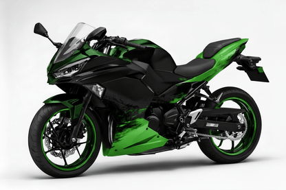KawasakiI Ninja 500 Fairings (2024-2025) Green Splash, Matte Black at KingsMotorcycleFairings.com