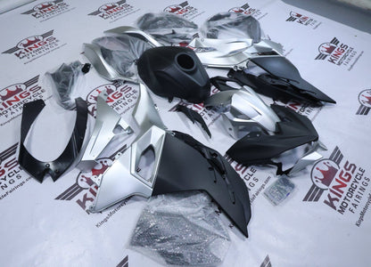 KawasakiI Ninja 500 Fairings (2024-2025) Matte Black, Gloss Silver at KingsMotorcycleFairings.com