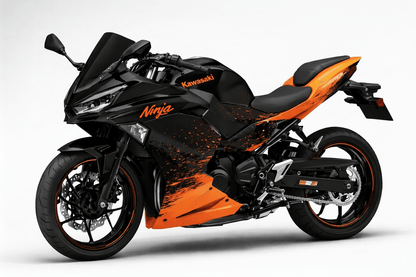KawasakiI Ninja 500 Fairings (2024-2025) Matte Black, Orange Spray at KingsMotorcycleFairings.com