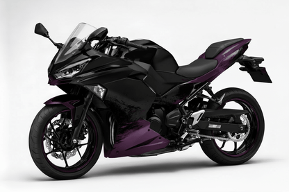 KawasakiI Ninja 500 Fairings (2024-2025) Matte Black, Purple Spray at KingsMotorcycleFairings.com