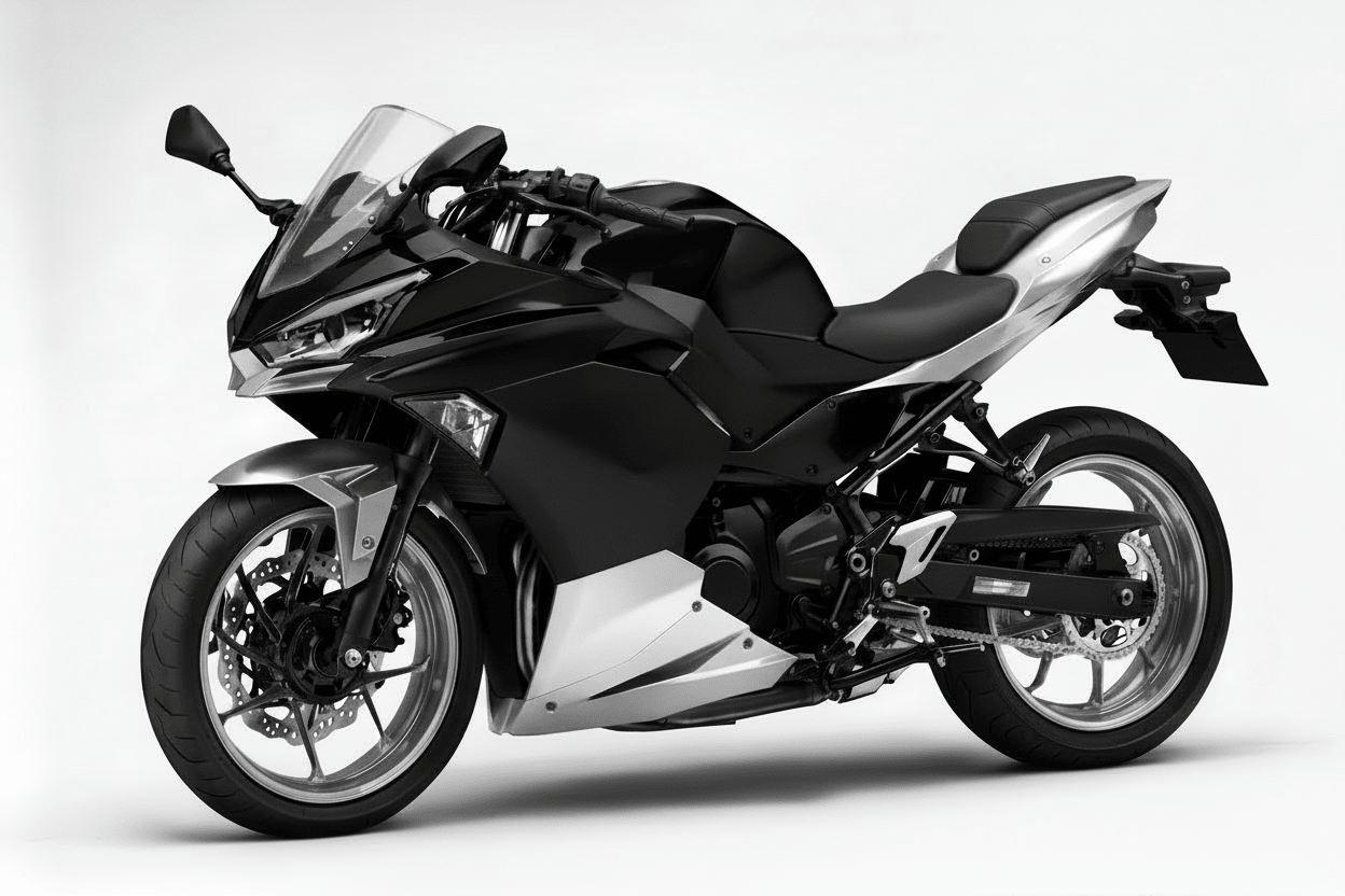 KawasakiI Ninja 500 Fairings (2024-2025) Matte Black, Silver at KingsMotorcycleFairings.com