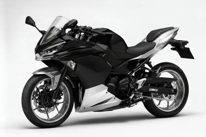 KawasakiI Ninja 500 Fairings (2024-2025) Matte Black, Silver at KingsMotorcycleFairings.com