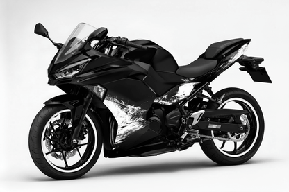 KawasakiI Ninja 500 Fairings (2024-2025) Matte Black, White Spray at KingsMotorcycleFairings.com