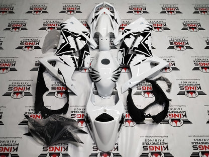 Kawasaki Ninja 250R Fairing Kit (2008-2013) White, Black, Tribal Stars at KingsMotorcycleFairings.com
