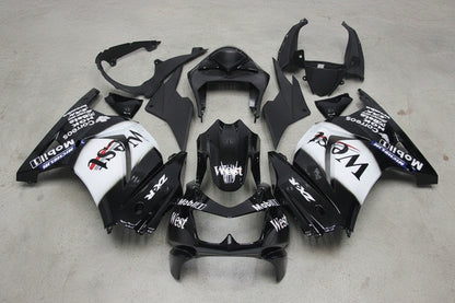 Kawasaki Ninja 250R Fairings (2008-2013) Black, White, West, Mobil1 at KingsMotorcycleFairings.com
