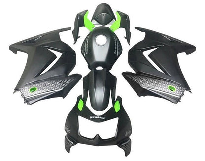 Kawasaki Ninja 250R Fairings (2008-2013) Matte Black, Green, Gray Pattern from KingsMotorcycleFairings.com