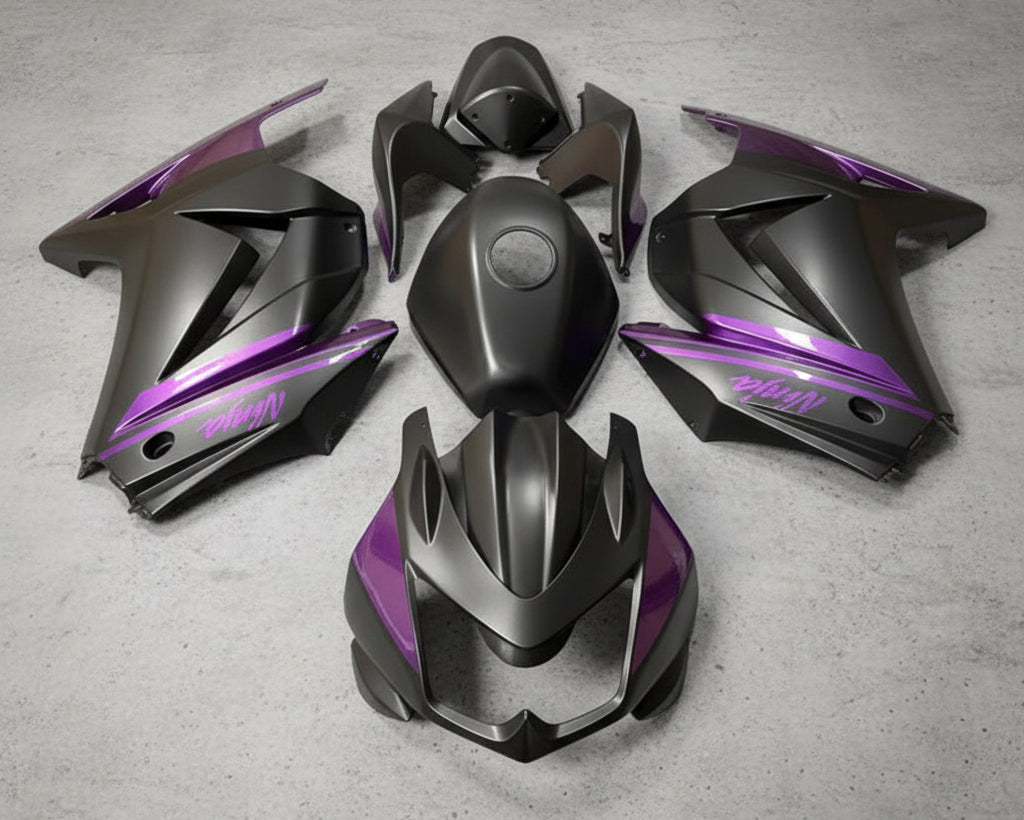 Kawasaki Ninja 250R Fairing kit (2008-2013) Matte Black, Purple at KingsMotorcycleFairings.com
