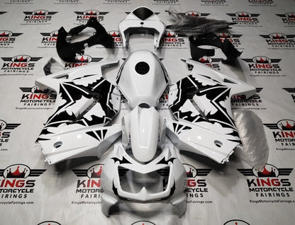 Kawasaki Ninja 250R Fairings (2008-2013) White, Black, Stars at KingsMotorcycleFairings.com