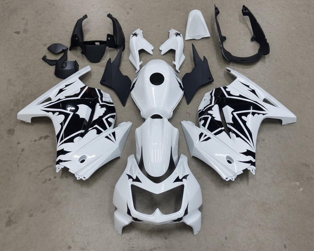 Kawasaki Ninja 250R Fairing set (2008-2013) White, Black, Stars at KingsMotorcycleFairings.com