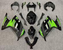Kawasaki Ninja 300 Fairings (2013-2024) Black, Green, White, Gray Stripe at KingsMotorcycleFairings.com