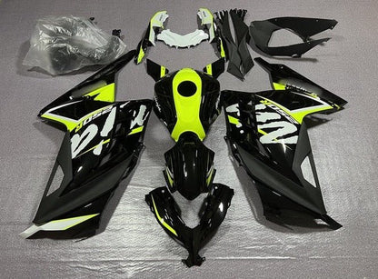 Kawasaki Ninja 300 Fairings (2013-2024) Black, Neon Yellow, White at KingsMotorcycleFairings.com