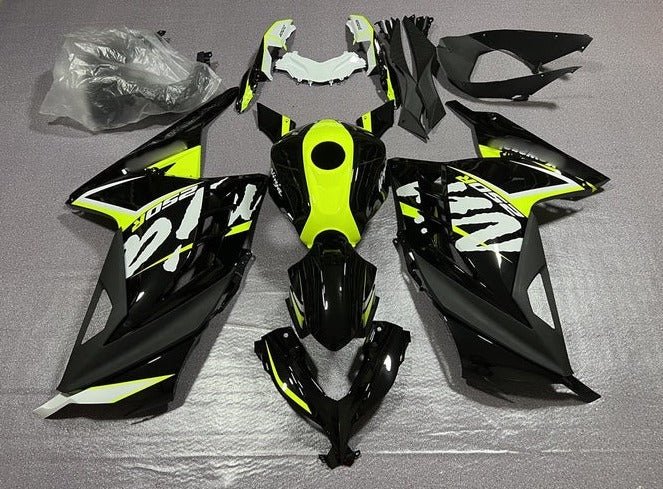 Kawasaki Ninja 300 Fairings (2013-2024) Black, Neon Yellow, White from KingsMotorcycleFairings.com