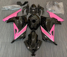 Kawasaki Ninja 300 Fairings (2013-2024) Black, Pink, White Stripe at KingsMotorcycleFairings.com