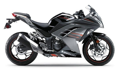 Kawasaki Ninja 300 Fairings (2013-2024) Black, Silver, Red Stripe at KingsMotorcycleFairings.com