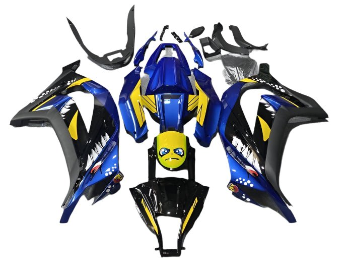 Kawasaki Ninja 300 Fairings (2013-2024) Blue, Black Shark at KingsMotorcycleFairings.com