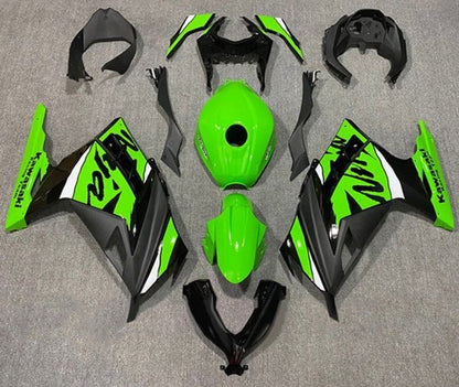 Kawasaki Ninja 300 Fairings (2013-2024) Gloss Green, Black, White from KingsMotorcycleFairings.com