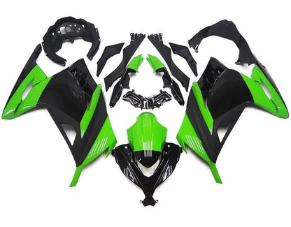 Kawasaki Ninja 300 Fairings (2013-2024) Gloss Green, Gloss Black from KingsMotorcycleFairings.com
