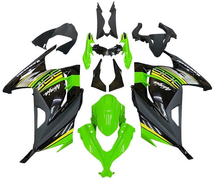 Kawasaki Ninja 300 Fairings (2013-2024) Green, Black, Yellow, Gray, White at KingsMotorcycleFairings.com