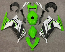 Kawasaki Ninja 300 Fairings (2013-2024) Green, White, Black Stripe from KingsMotorcycleFairings.com