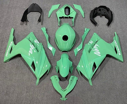 Kawasaki Ninja 300 Fairings (2013-2024) Light Green, White from KingsMotorcycleFairings.com