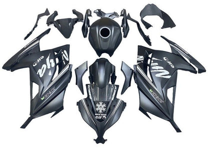 Kawasaki Ninja 300 Fairings (2013-2024) Matte Black, White, Elf at KingsMotorcycleFairings.com