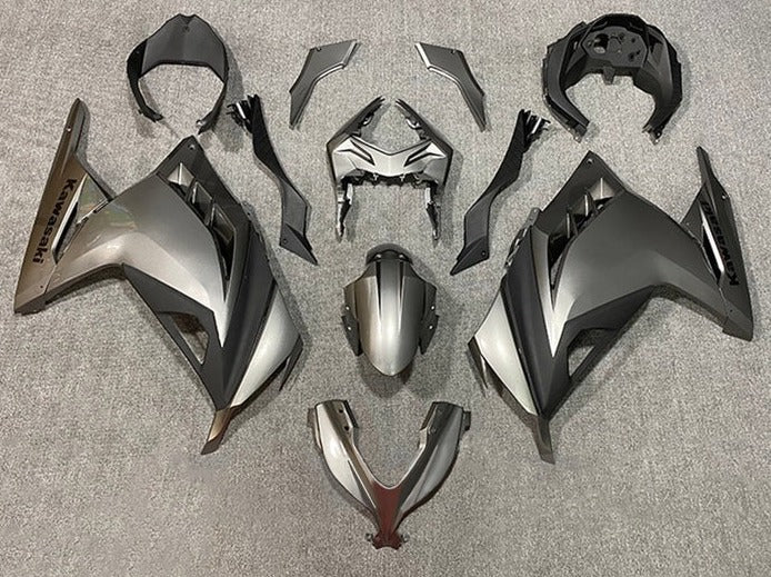 Kawasaki Ninja 300 Fairings (2013-2024) Silver, Matte Black at KingsMotorcycleFairings.com