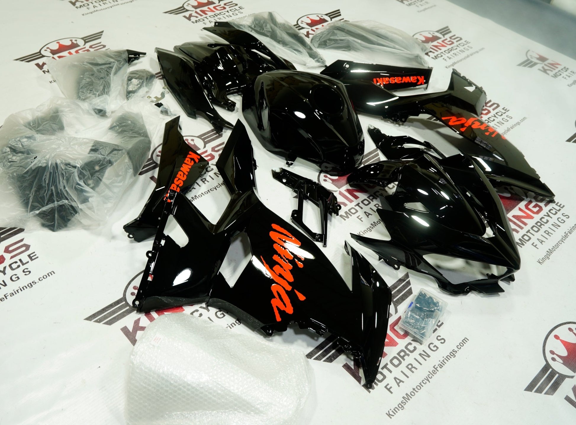 Kawasaki Ninja 400 Fairings (2018-2023) Black Gloss, Red at KingsMotorcycleFairings.com