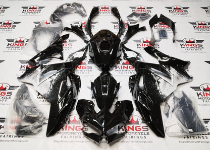 Kawasaki Ninja 500 Fairing Kit (2024-2025) Black, White Spray from KingsMotorcycleFairings.com
