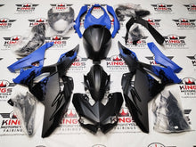 Kawasaki Ninja 500 Fairing Kit (2024-2025) Matte Black, Blue Spray from KingsMotorcycleFairings.com