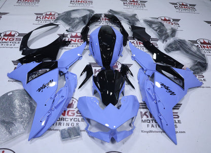 Kawasaki Ninja 500 Fairings (2024-2025) Blue Pastel, Black from KingsMotorcycleFairings.com