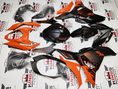Kawasaki Ninja 500 Fairings (2024-2025) Matte Black, Matte Orange Spray at KingsMotorcycleFairings.com