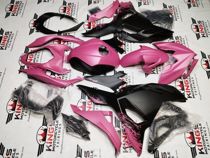 Kawasaki Ninja 500 Fairings (2024-2025) Matte Black, Pink Splash at KingsMotorcycleFairings.com