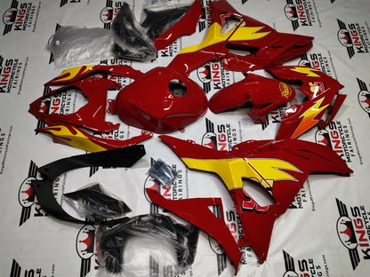 Kawasaki Ninja 500 Fairings (2024-2025) Red, Yellow, Rusteze 95 from KingsMotorcycleFairings.com