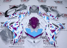Kawasaki Ninja 500 Fairings (2024-2025) White, Blue, Purple Geometric at KingsMotorcycleFairings.com