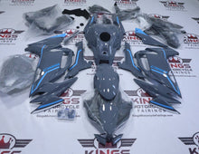 Kawasaki Ninja 650 Fairing Kits (2020-2025) Nardo Gray, Blue Stripes at KingsMotorcycleFairings.com