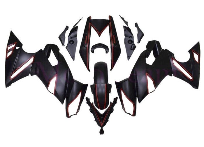 Kawasaki Ninja 650 Fairings (2009-2011) Matte Black, Red Stripe at KingsMotorcycleFairings.com