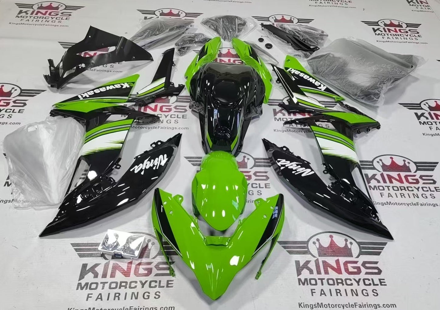 Kawasaki Ninja 650 Fairings (2017-2019) Green, Black, White, Gray from KingsMotorcycleFairings.com