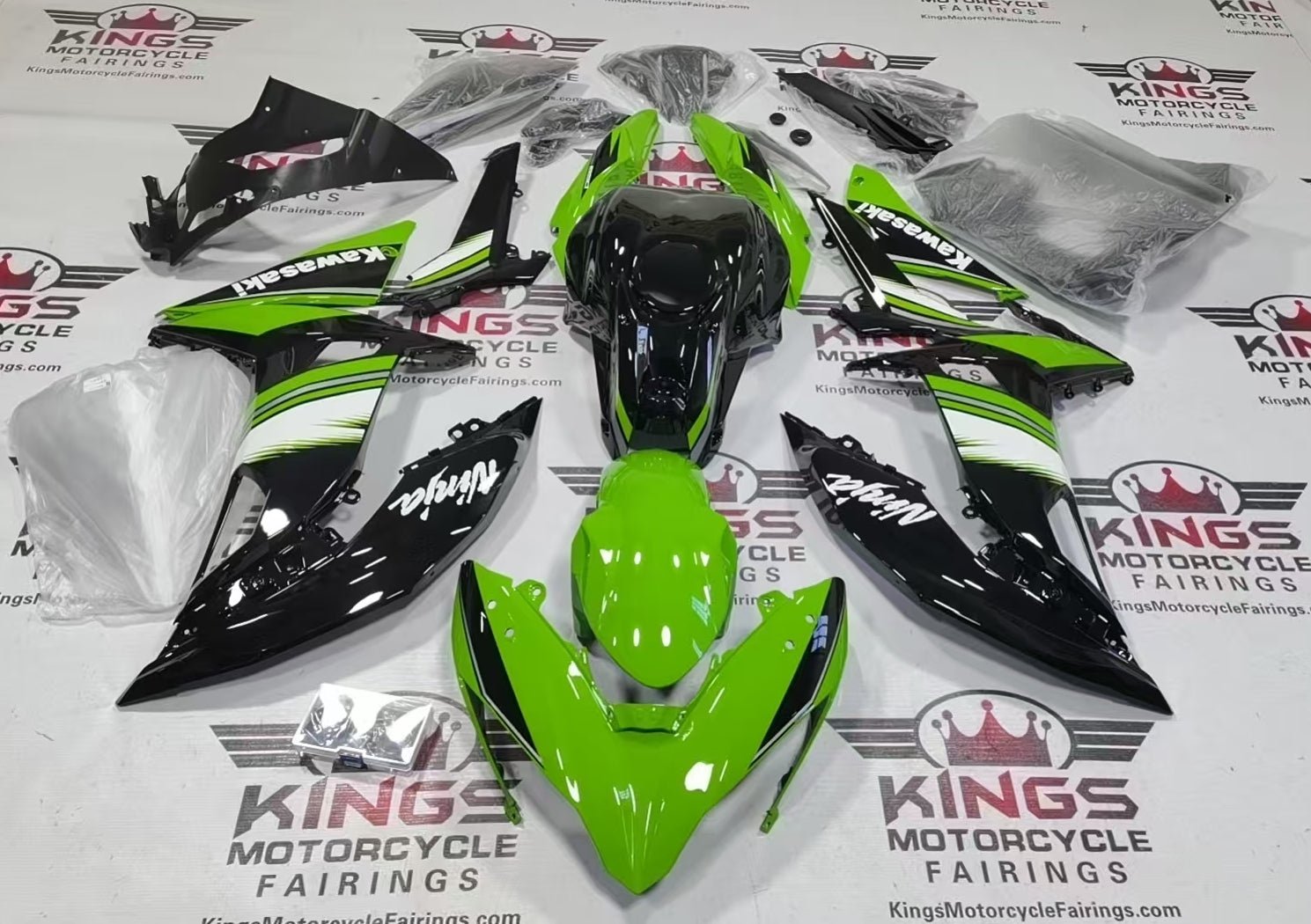 Kawasaki Ninja 650 Fairings (2017-2019) Green, Black, White, Gray from KingsMotorcycleFairings.com