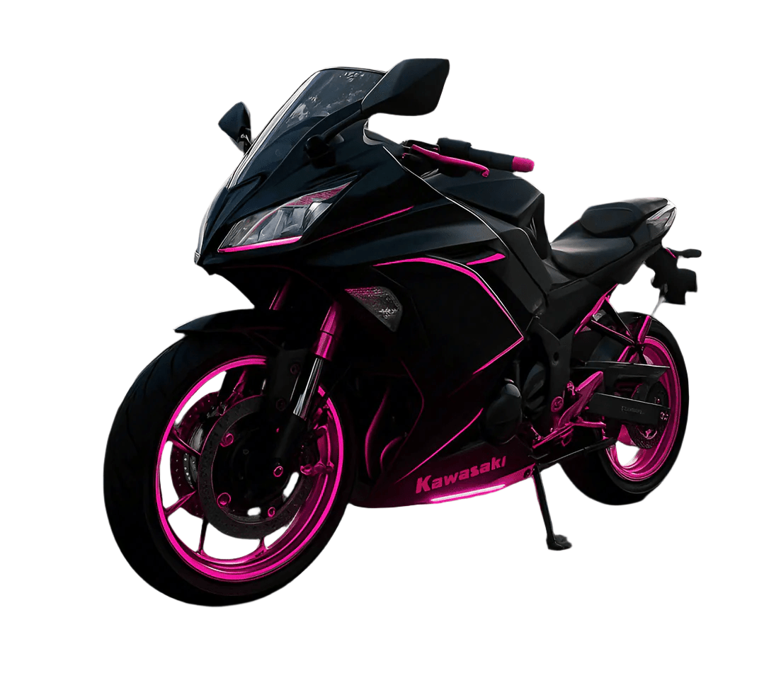 Kawasaki Ninja 650 Fairings (2017-2019) Matte Black, Pink Stripes at KingsMotorcycleFairings.com