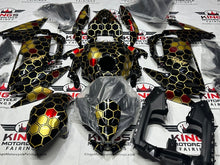 Kawasaki Ninja 650 Fairings (2020-2025) Black, Gold, Red Honeycomb at KingsMotorcycleFairings.com