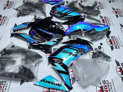 Kawasaki Ninja 650 Fairings (2020-2025) Chrome Chameleon, Blue, Pink from KingsMotorcycleFairings.com