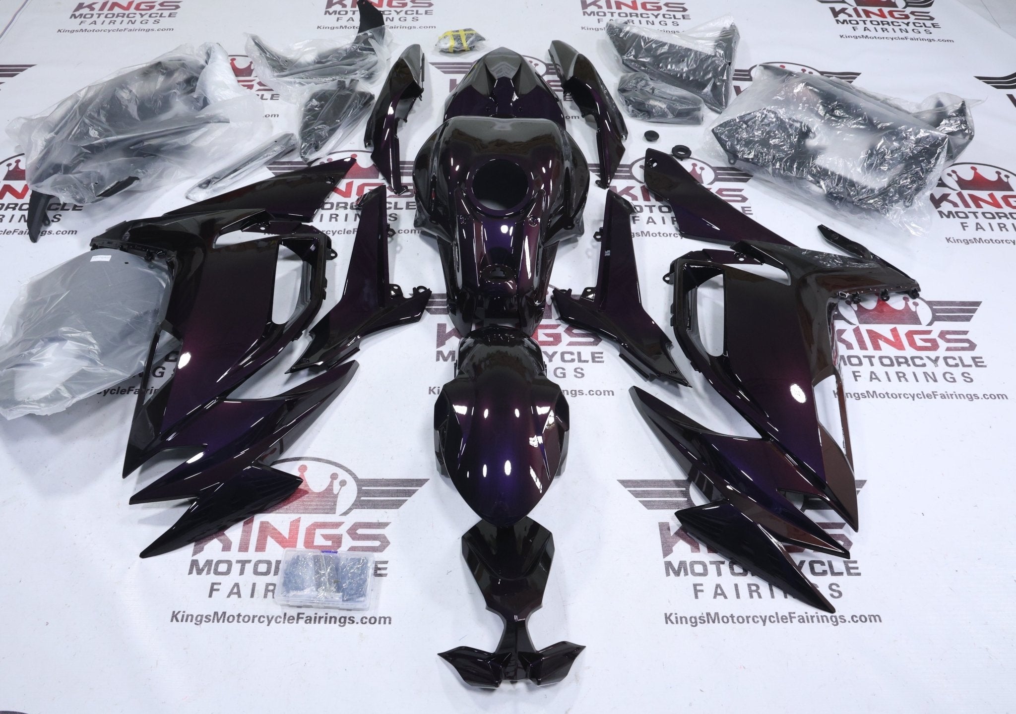 Kawasaki Ninja 650 Fairings (2020-2025) Dark Purple, Orange Chameleon at KingsMotorcycleFairings.com